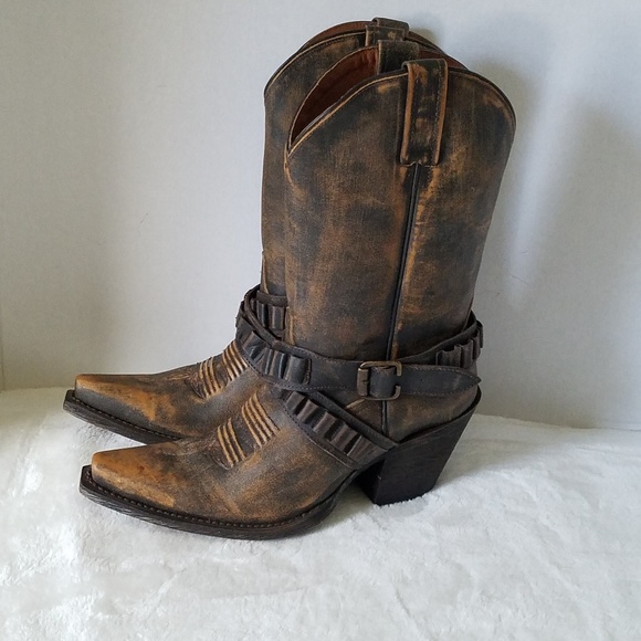 American Rebel Shoes - American Rebel  Distressed  Leather Cowboy Boots